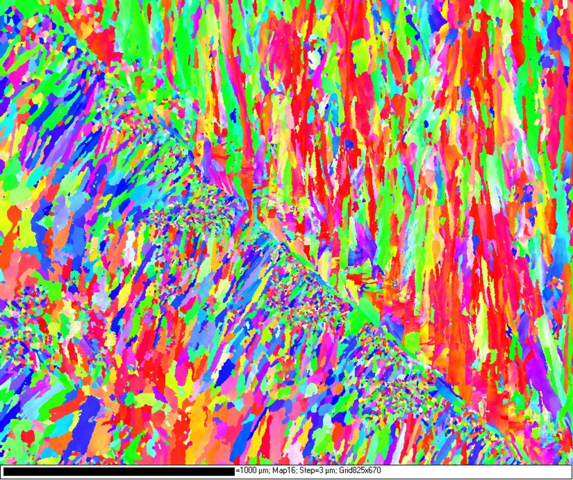 Electron backscatter diffraction view of hybrid 3D-printed metal part