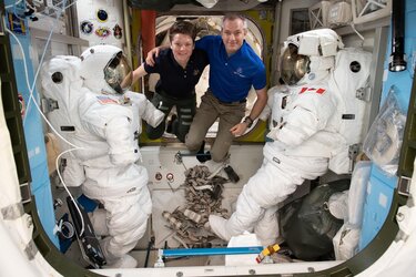 Anne and David with spacesuits