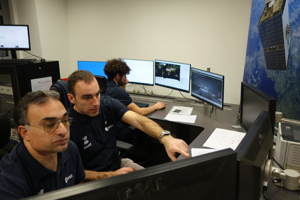 ESEO mission Control Center - ESA and ESEO student operators monitoring ESEO