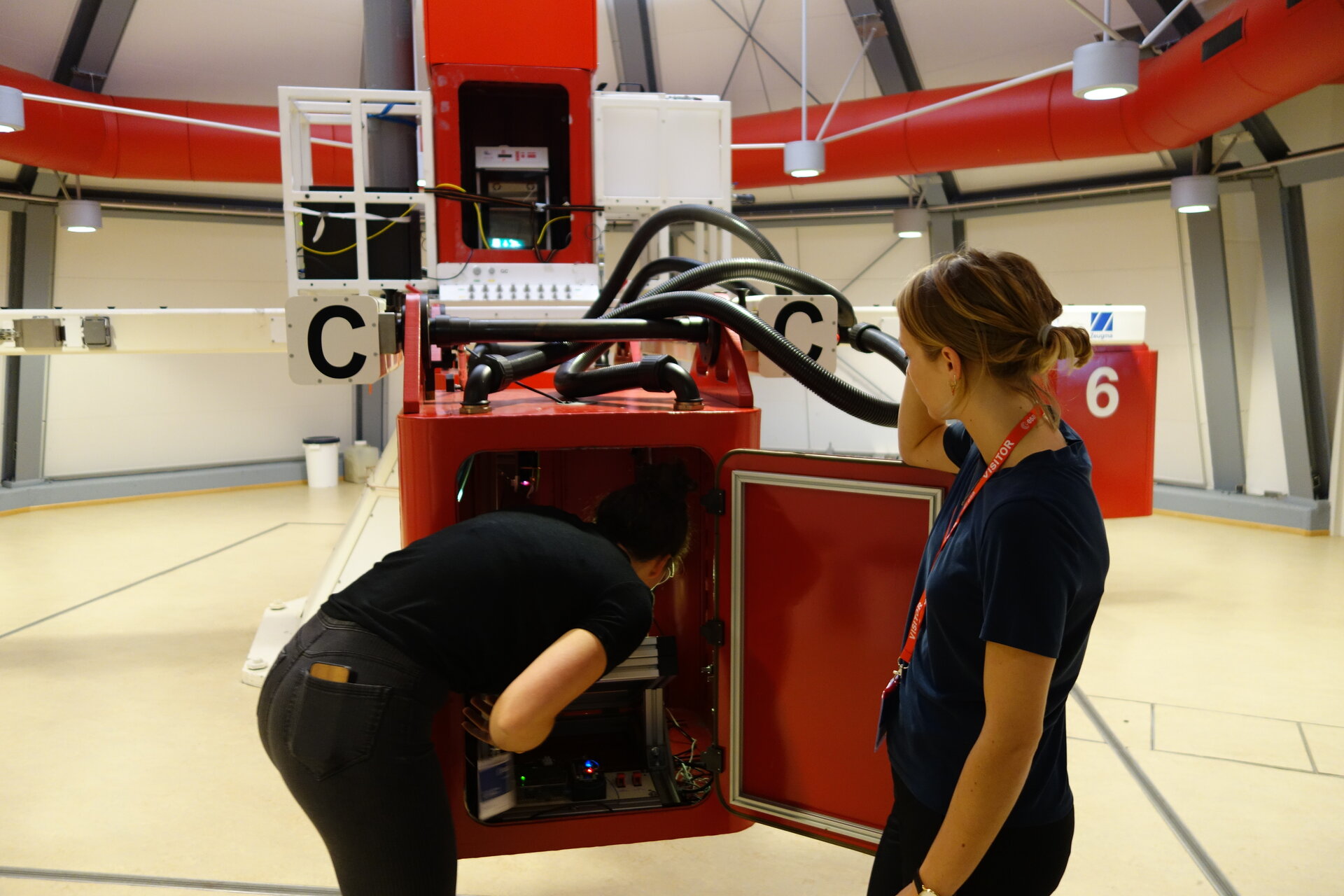 Students preparing their experiment for a spin