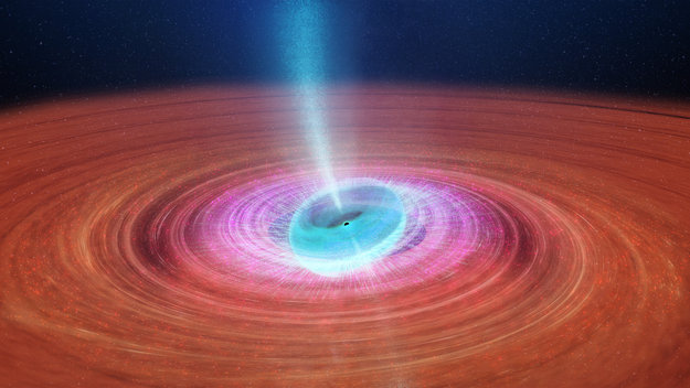 El agujero negro que expulsó balas de plasma al espacio