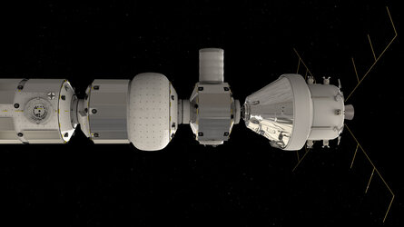 Gateway closeup with Orion docking