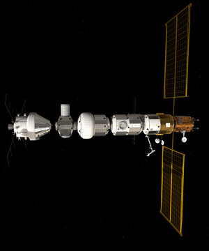 Gateway with Orion docking from left