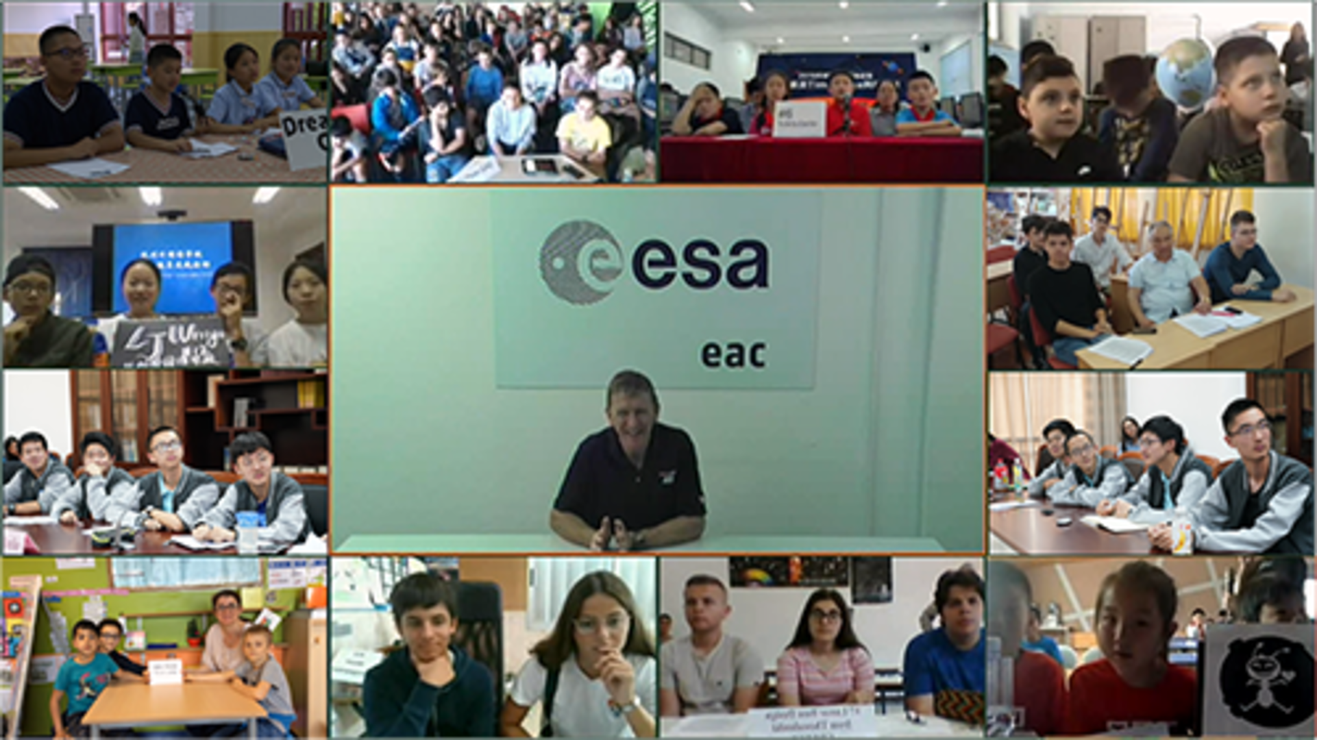 ESA astronaut Tim Peake speaks to winning teams of the Moon Camp Challenge for young students