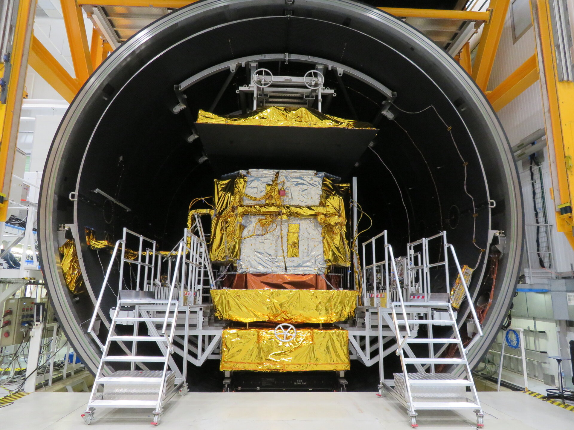 Konnect satellite in thermal vacuum test chamber