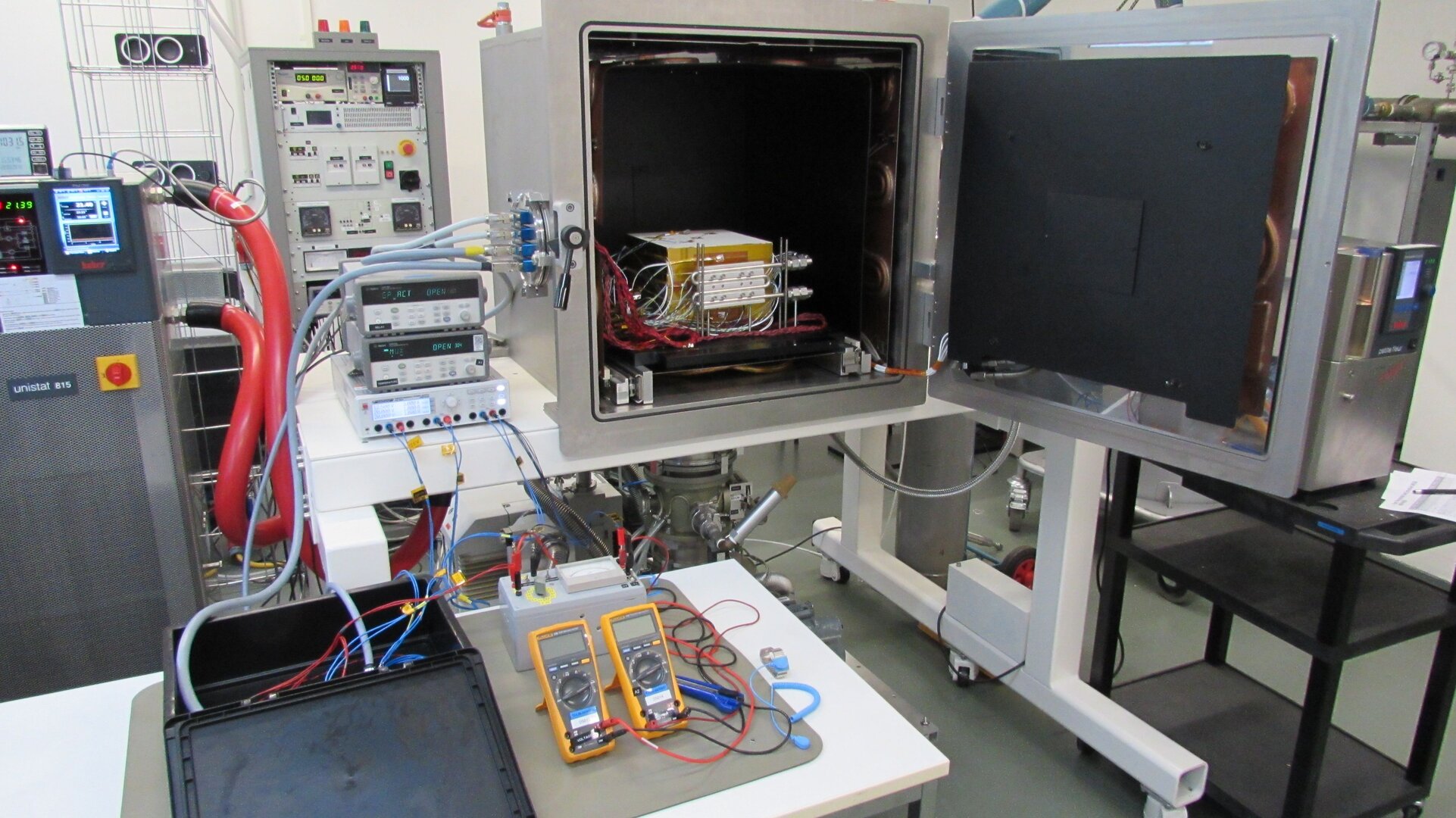 Artificial regolith brick in a vacuum chamber