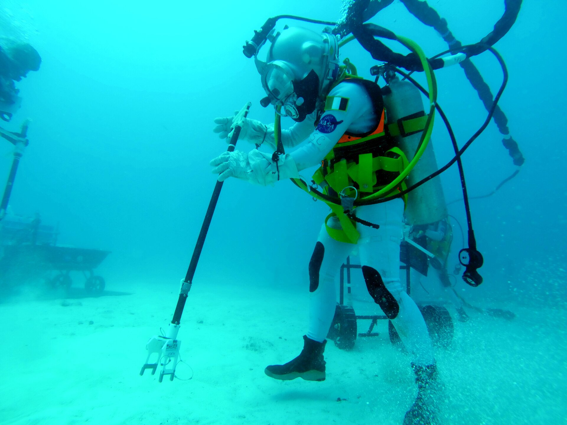 ESA astronaut Samantha Cristoforetti Samantha Cristoforetti tests lunar tools