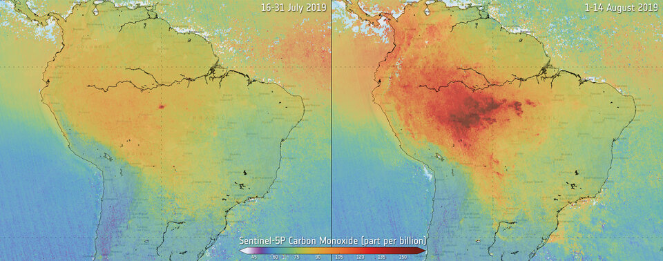 Erdbeobachtung für den Umweltschutz - Kartierung von Kohlenmonoxid aus Amazonasbränden