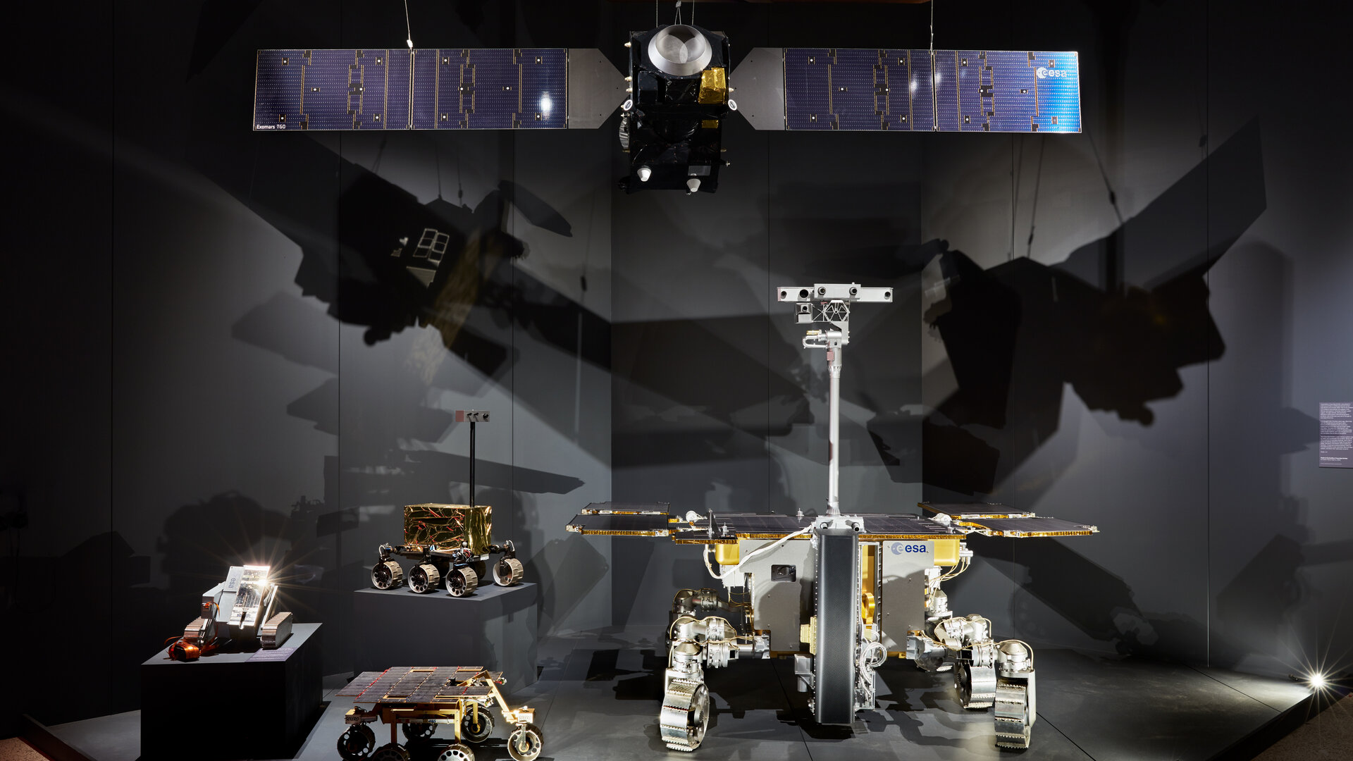 Models including a full-scale version of the Rosalind Franklin rover that is due to land on Mars in 2021