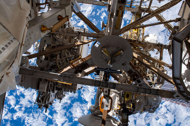 Looking down during spacewalk