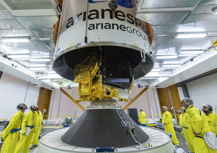 The Konnect satellite is placed within the fairing