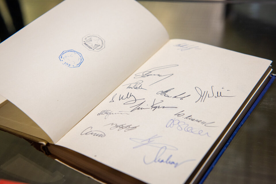 Some 15 astronauts have signed the book