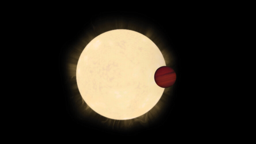 Artist's impression of star HD 93396 and its hot Jupiter planet, KELT-11b