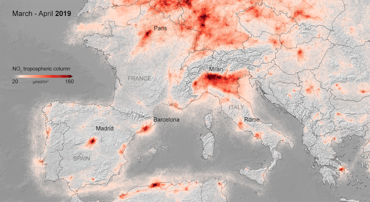 Stickstoffdioxid-Konzentration in Europa 