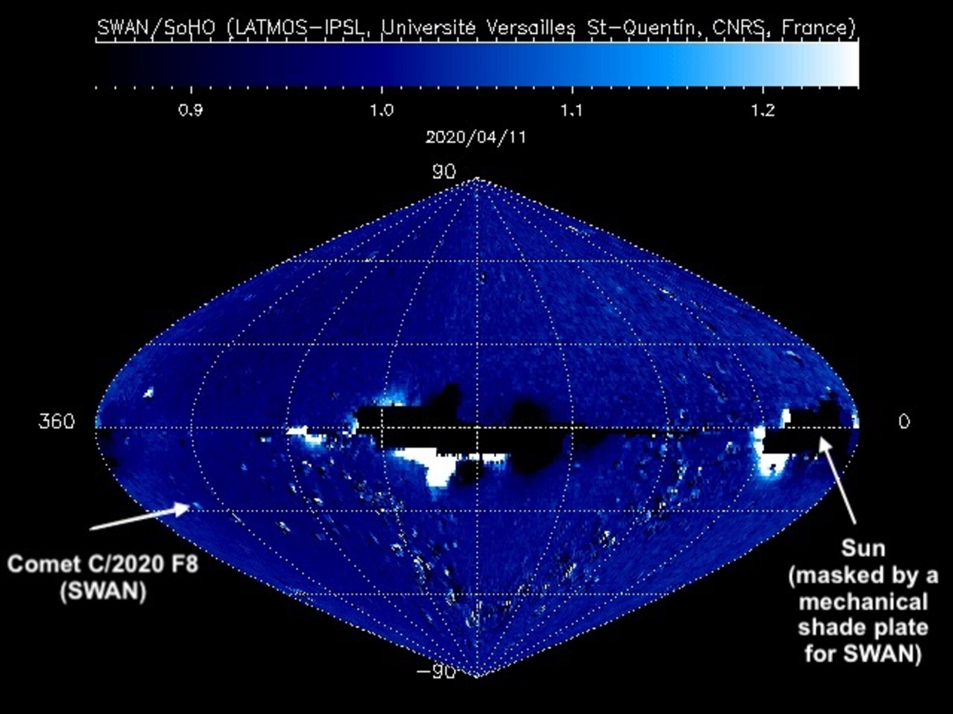 Comet SWAN in all-sky map from the ESA/NASA solar watcher, SOHO