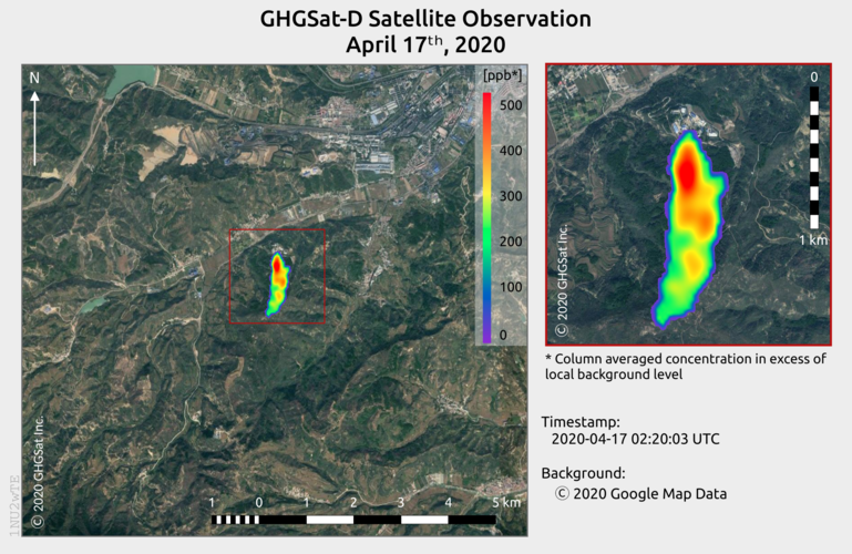 Methane concentrations over a coal mine in the Shanxi province, China