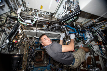 Hands on work in the Space Station