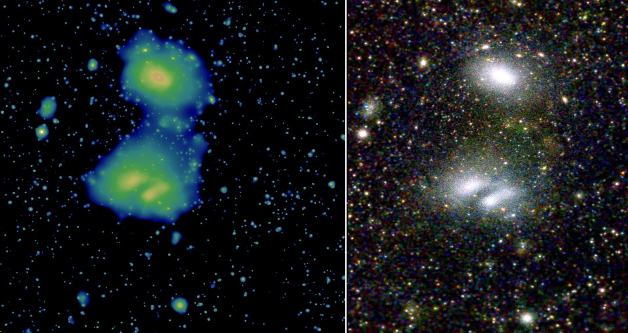 eRosita views two interacting galaxy clusters, A3391 and A3395