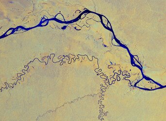 This image, captured by Copernicus Sentinel-1, shows the Amazon River meandering through one of the most vital ecosystems in the world – the Amazon rainforest in South America.