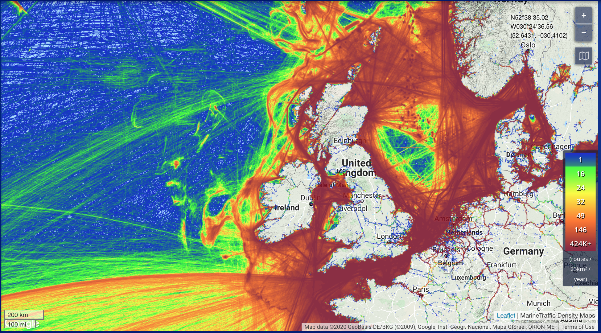 Maritime traffic around British Isles