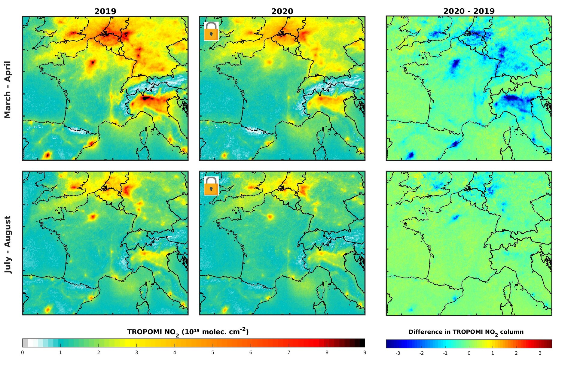 Stickstoffdioxid-Konzentrationen über Europa
