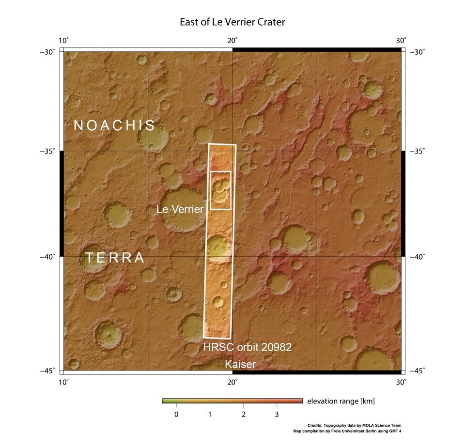 In context: Triple crater east of Le Verrier