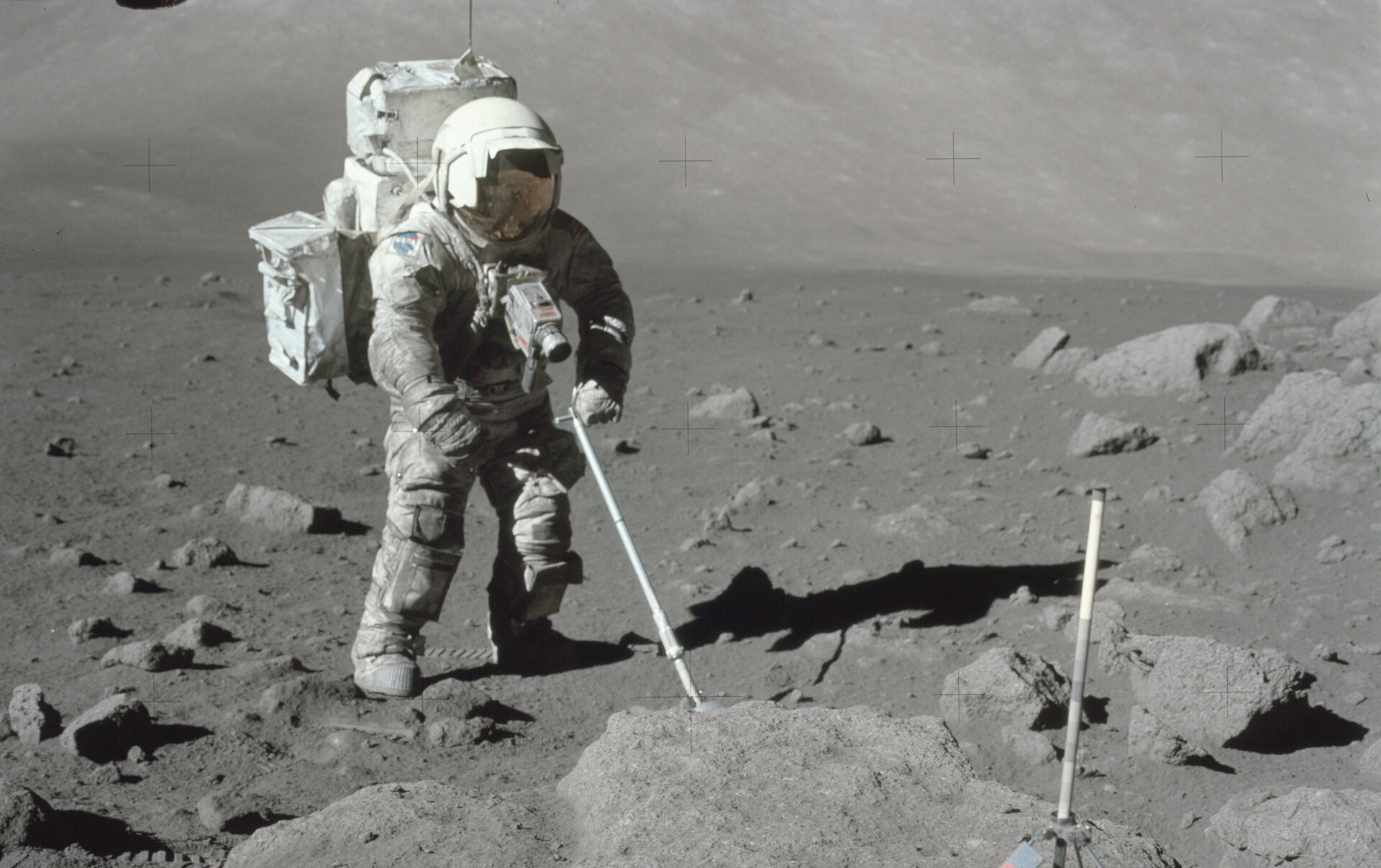 Lunar dust clinging to spacesuit