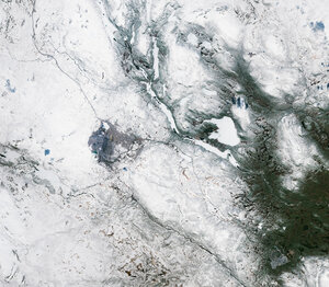 Kiruna, the northernmost town in Sweden, is featured in this snowy image captured by the Copernicus Sentinel-2 mission.