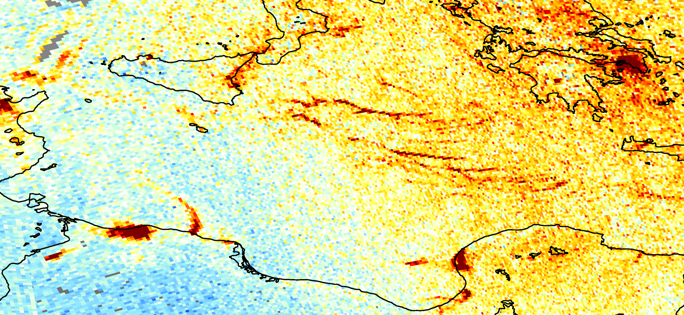 Nitrogen dioxide emissions over the Mediterranean