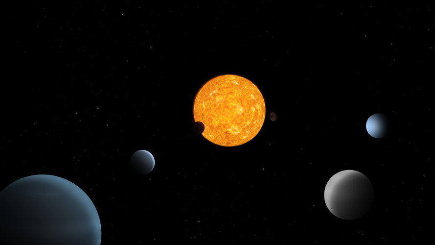 Artist impression of the TOI-178 planetary system