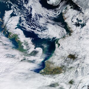 As this Copernicus Sentinel-3 image captured today shows, the Netherlands remains pretty much snow-covered thanks to days of sub-zero temperatures following the country’s first major snowstorm in a decade. 