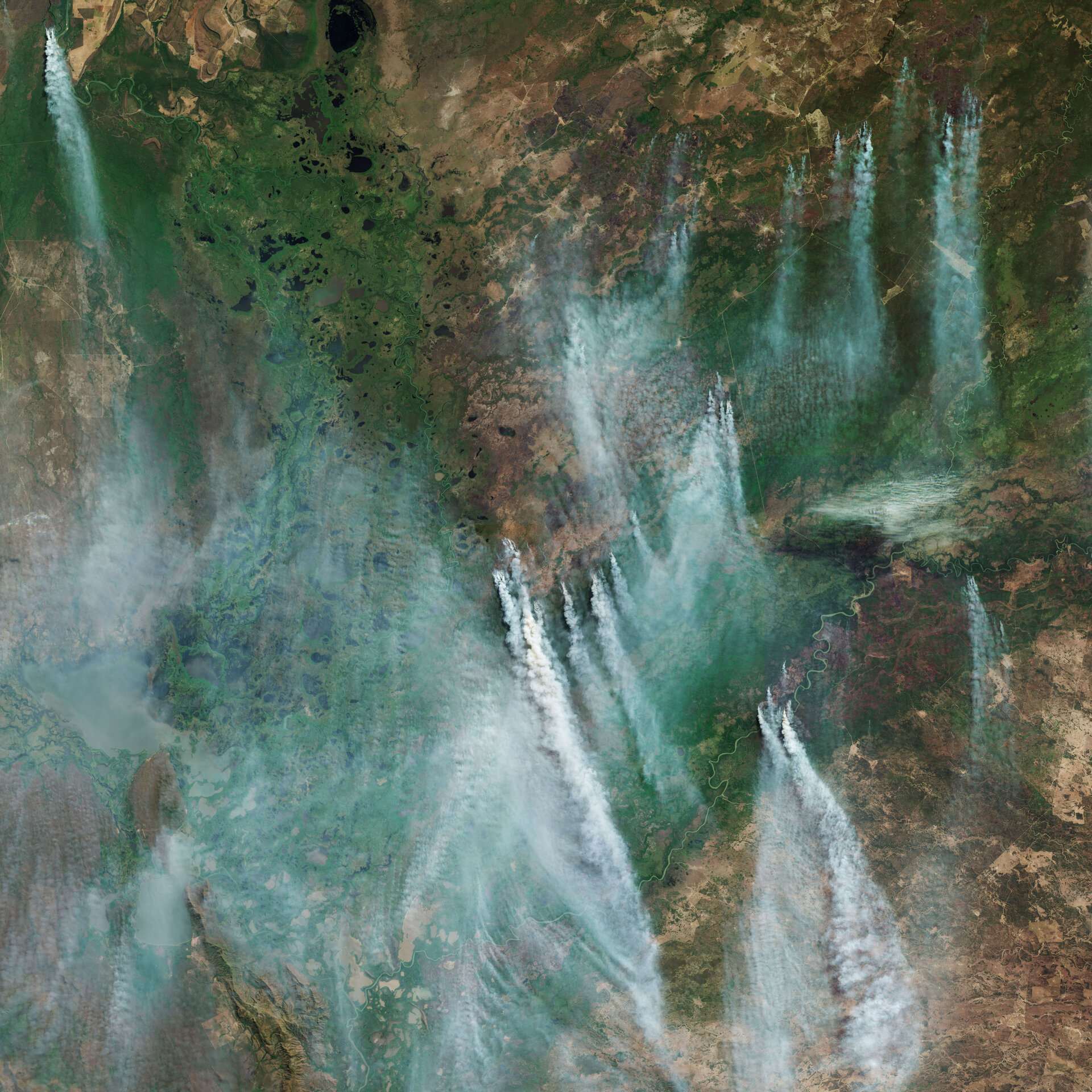 Forest fires close to the Brazilian-Bolivian border