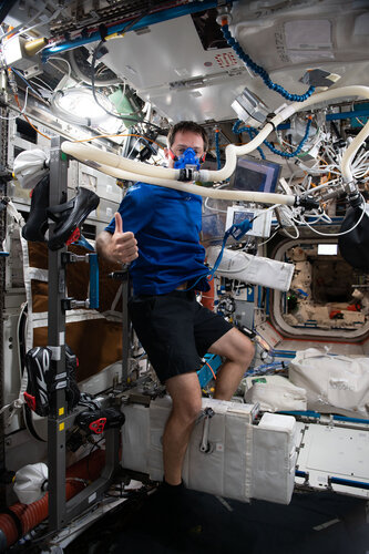 Thomas on Space Station exercise bike