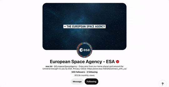 Bienvenue sur la chaîne Pinterest de l'ESA !
