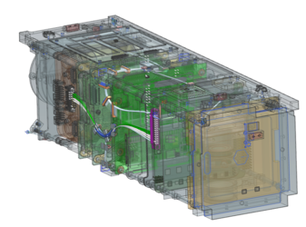 A picture of the SOURCE CubeSat showing the interior of the spacecraft