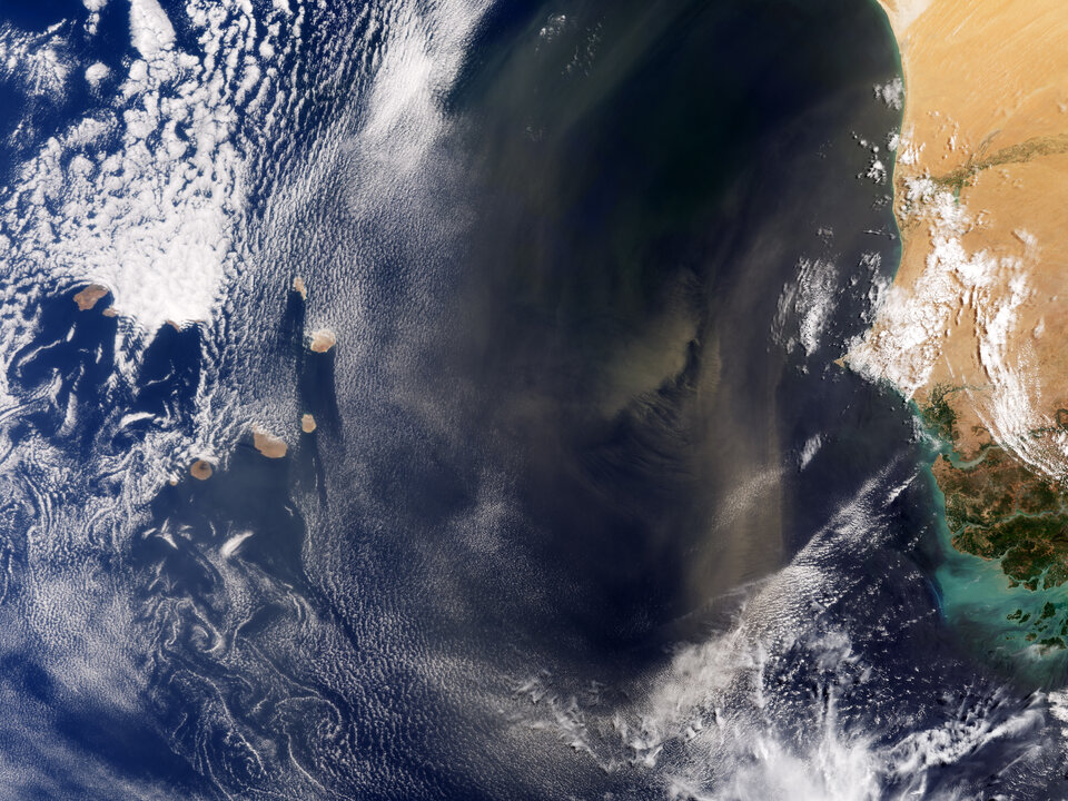 Desert dust blows from Africa