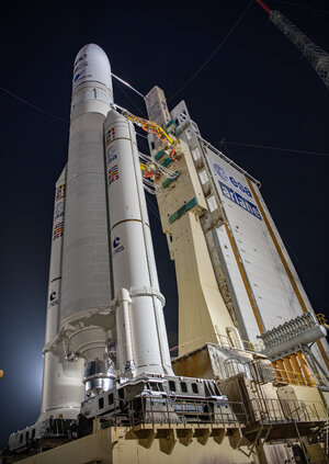 Ariane 5 on the launch pad for flight VA255 with SES-17 and Syracuse-4A from Europe's Spaceport