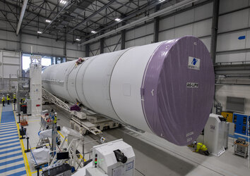First Ariane 6 lower stage to enter the new assembly building at Europe's Spaceport in French Guiana
