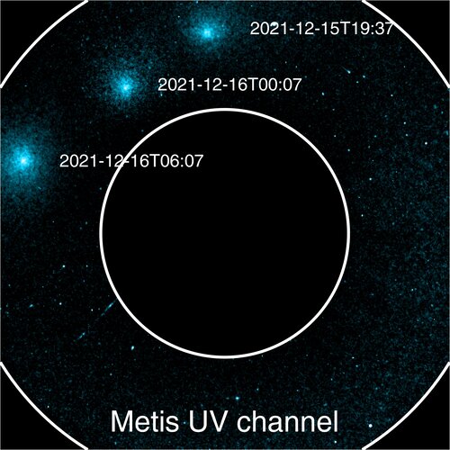 Solar Orbiter’s view of Comet Leonard in ultraviolet (annotated)