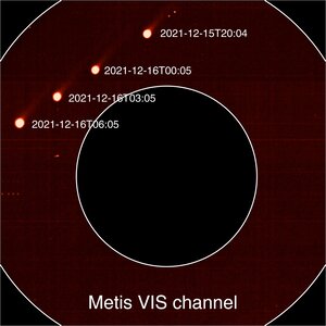 Solar Orbiter’s view of Comet Leonard in visible light (annotated)