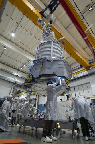 Euclid’s payload module lifted with a crane