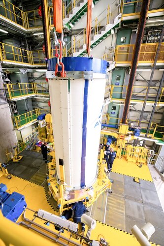 Vega-C Zefiro 40 second stage for VV21 transferred to and integrated at the Vega Launch Zone, Europe's Spaceport in Kourou, French Guiana, 4 May 2022