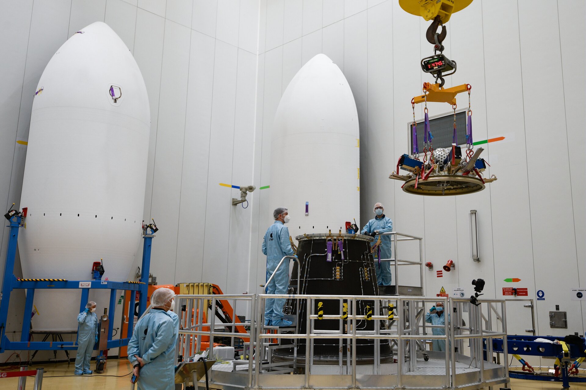 The Lares-2 satellite has now been mounted onto the launch adapter: 14 June 2022, Europe's Spaceport in French Guiana