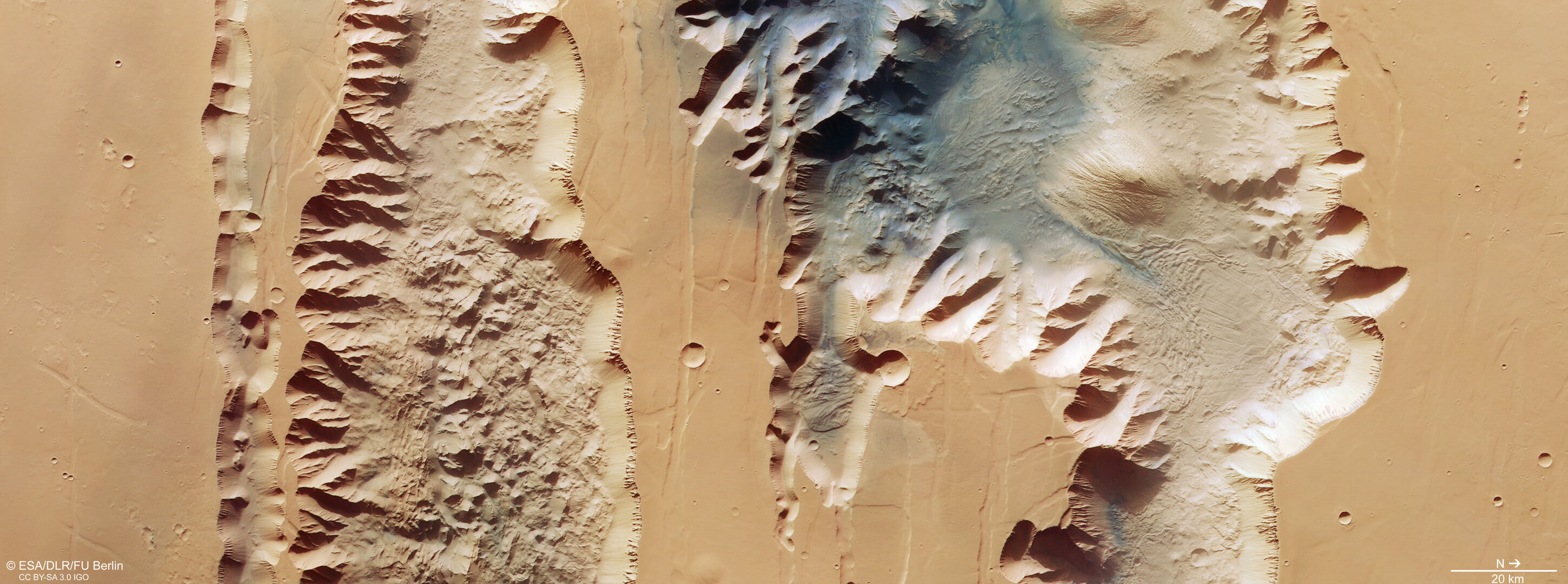 Ius and Tithonium Chasmata on Mars