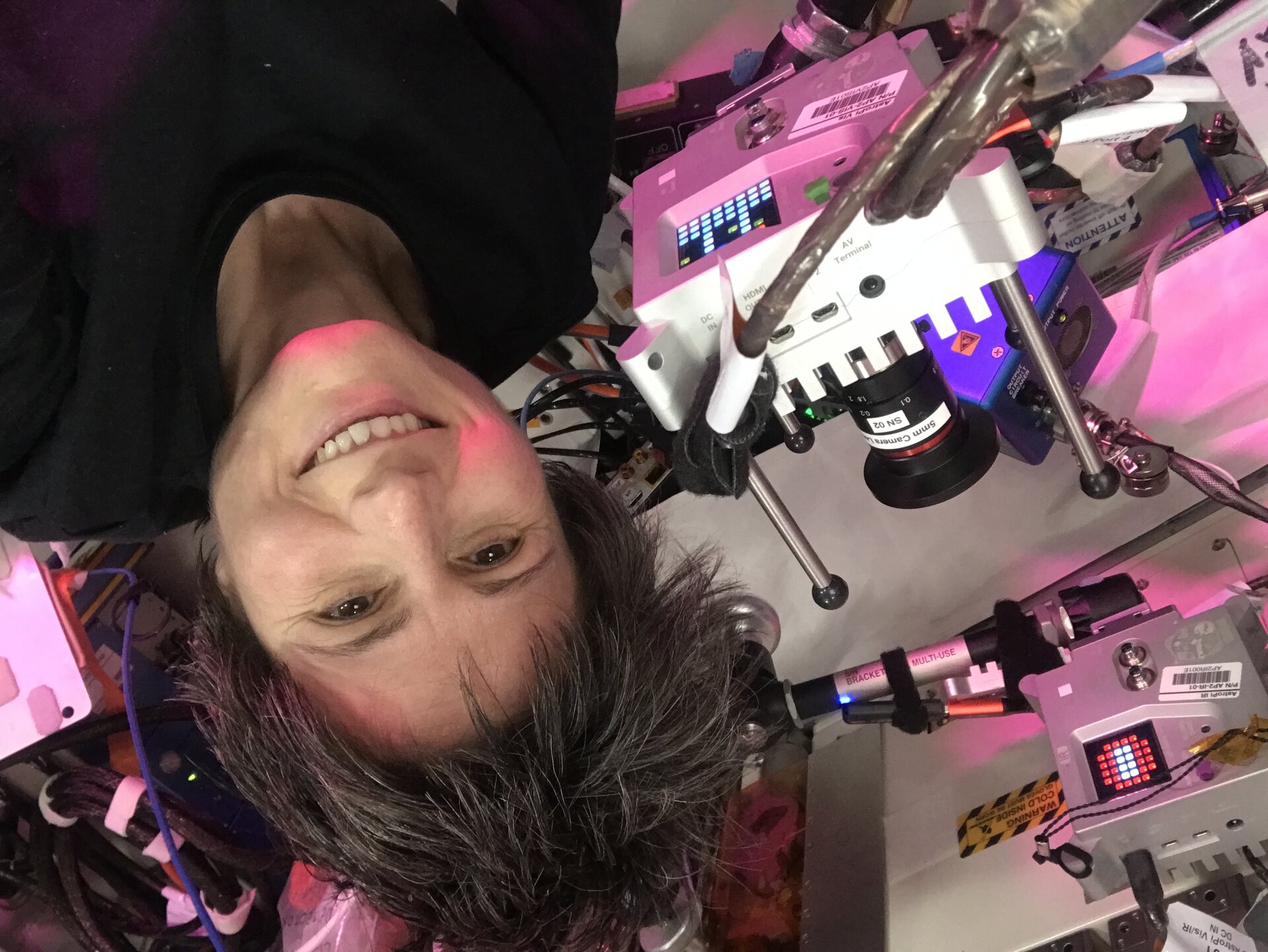 ESA Astronaut Samantha Cristoforetti with the new Astro Pi Computers on the ISS