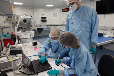 Students running ISTSat-1 test at CubeSat Support Facility