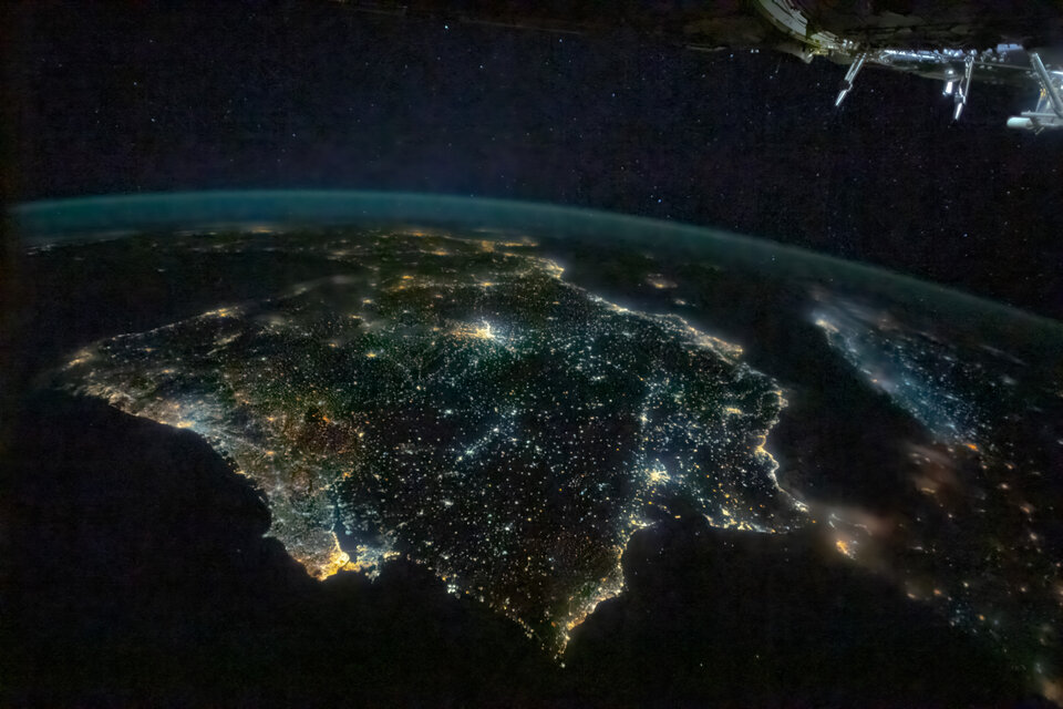 Iberische Halbinsel bei Nacht im Jahr 2022