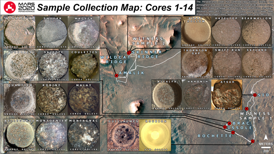 Mars sample collection map 1-14