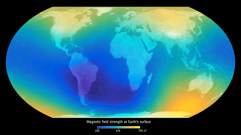 Síla magnetického pole na zemském povrchu