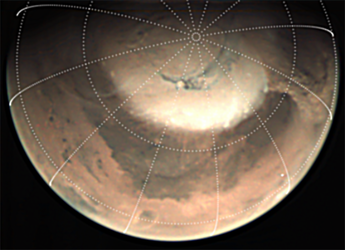 Dust storm swirling on Mars 